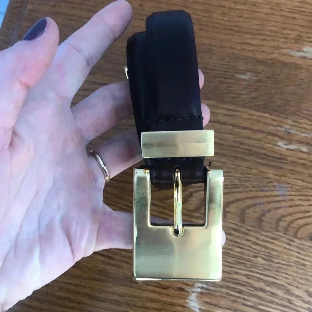Kenneth Cole‎ Brown Belt with Gold Square  Buckle